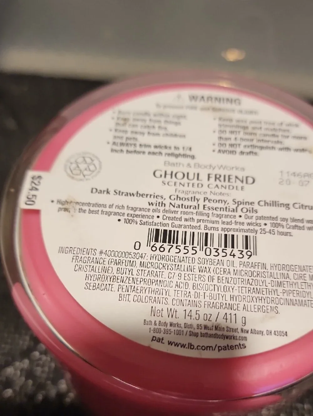 Bath & Body Works Ghoul Friend Scented Candle — Black & Pink & Gold